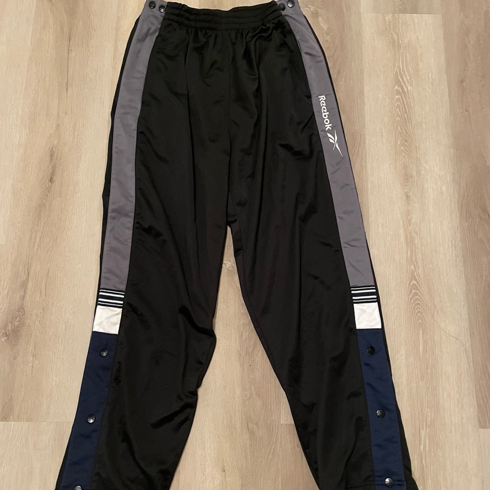 Reebok Black tearaway track Pants NWOT